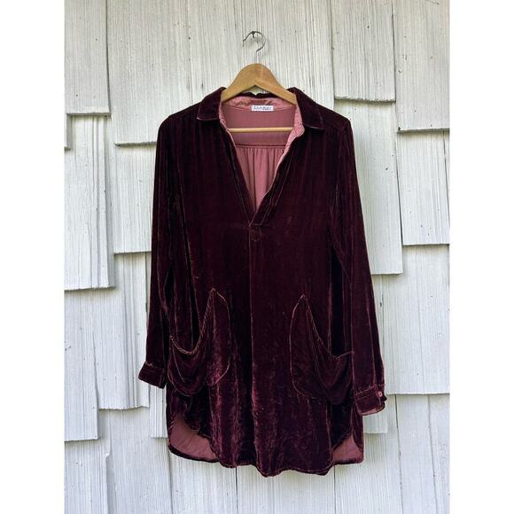 CP Shades x Free People Red Velvet‎ Tunic Dress Mini Silk Blend Size S Small - Picture 4 of 10